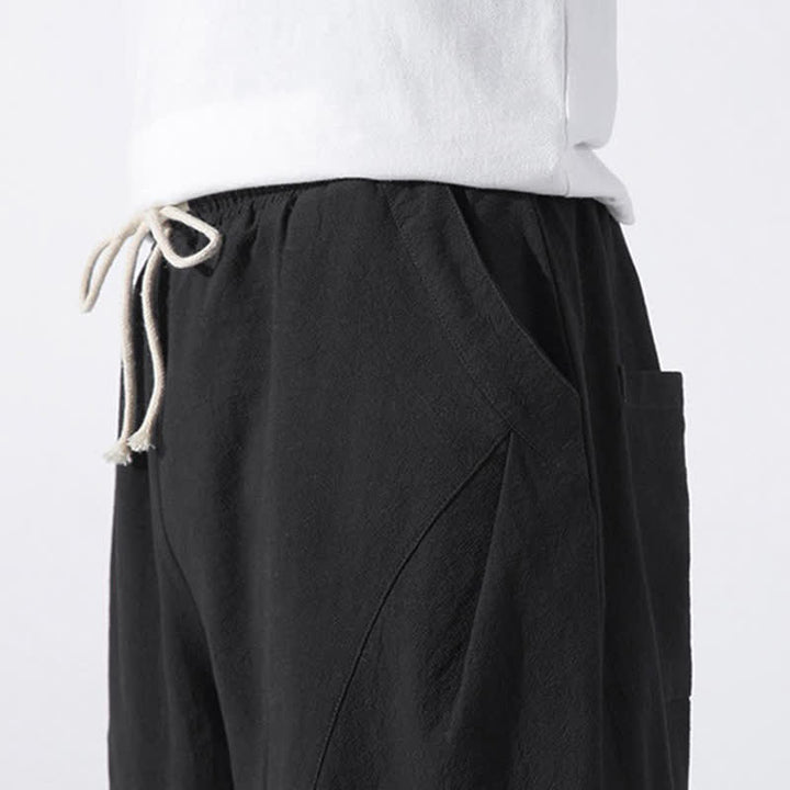 Buddha Stones Lässige, minimalistische Herren-Haremshose mit Kordelzug und Tasche - image 16
