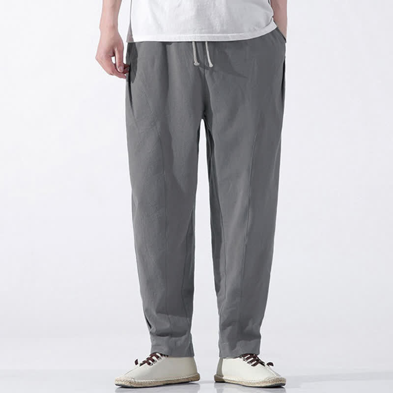 Buddha Stones Lässige, minimalistische Herren-Haremshose mit Kordelzug und Tasche - Grau - US/UK/AU46, EU56 (5XL) - image 19