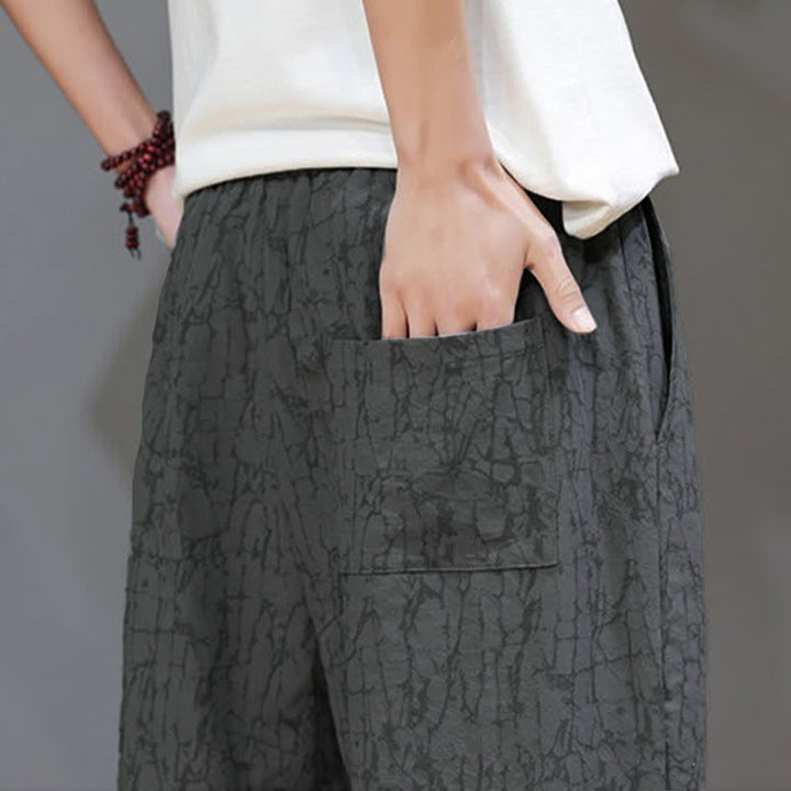Buddha Stones Lässige, sommerliche Herren-Cropped-Hose im Vintage-Stil mit Kordelzug und Taschen - image 12