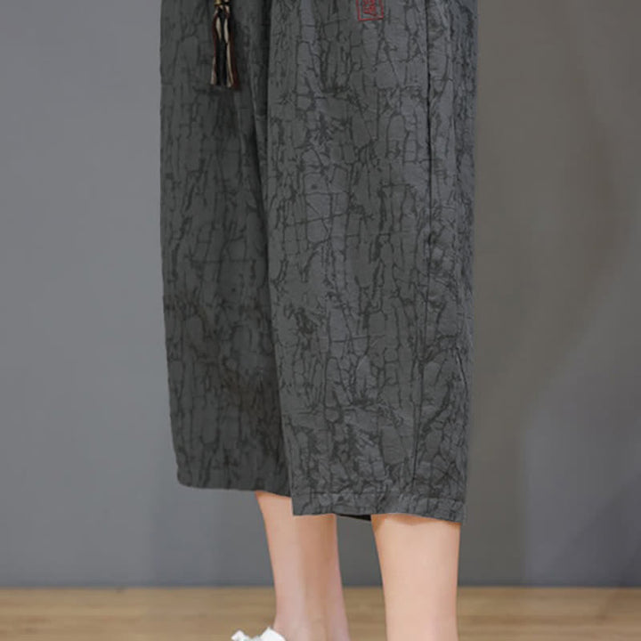 Buddha Stones Lässige, sommerliche Herren-Cropped-Hose im Vintage-Stil mit Kordelzug und Taschen - image 13