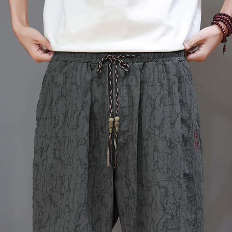 Buddha Stones Lässige, sommerliche Herren-Cropped-Hose im Vintage-Stil mit Kordelzug und Taschen - image 10