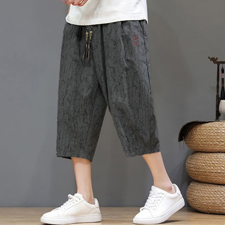 Buddha Stones Lässige, sommerliche Herren-Cropped-Hose im Vintage-Stil mit Kordelzug und Taschen - image 2