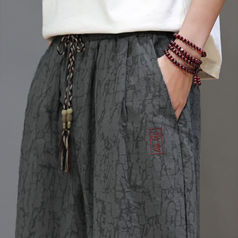 Buddha Stones Lässige, sommerliche Herren-Cropped-Hose im Vintage-Stil mit Kordelzug und Taschen - image 11