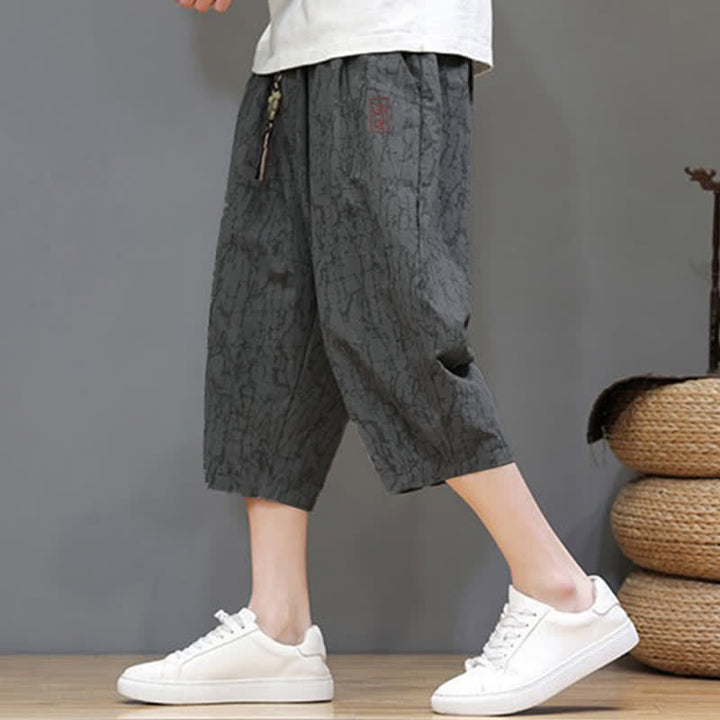 Buddha Stones Lässige, sommerliche Herren-Cropped-Hose im Vintage-Stil mit Kordelzug und Taschen - image 8