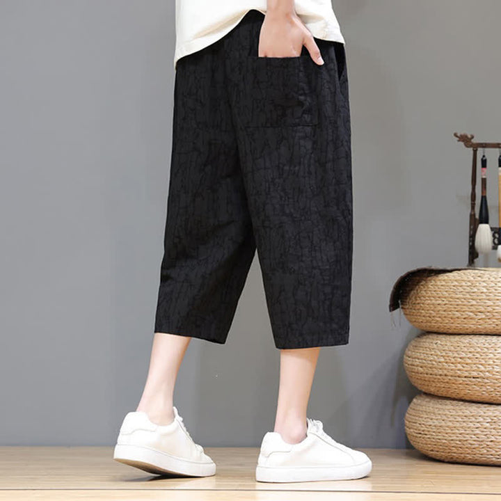 Buddha Stones Lässige, sommerliche Herren-Cropped-Hose im Vintage-Stil mit Kordelzug und Taschen - image 15