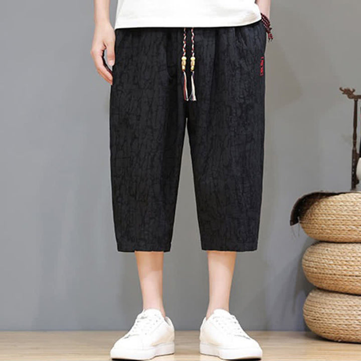 Buddha Stones Lässige, sommerliche Herren-Cropped-Hose im Vintage-Stil mit Kordelzug und Taschen - image 18