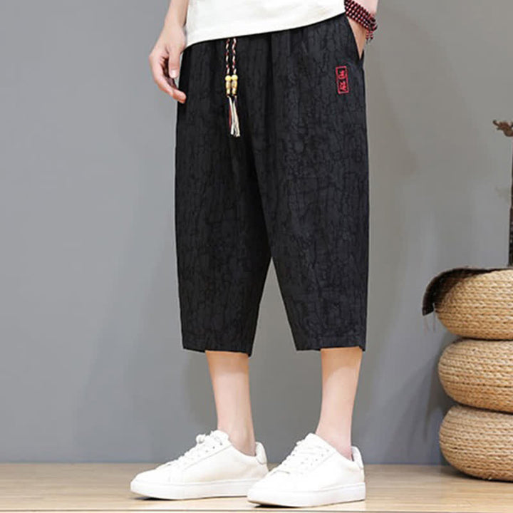Buddha Stones Lässige, sommerliche Herren-Cropped-Hose im Vintage-Stil mit Kordelzug und Taschen - image 16