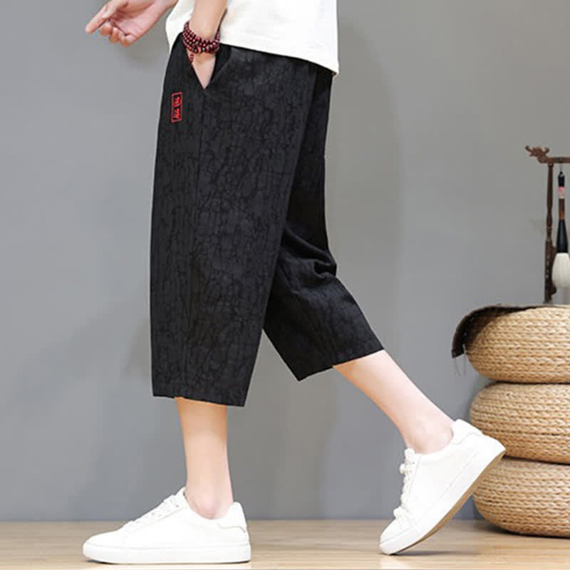 Buddha Stones Lässige, sommerliche Herren-Cropped-Hose im Vintage-Stil mit Kordelzug und Taschen - image 20