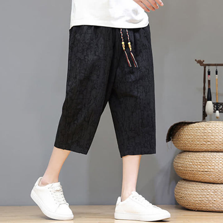 Buddha Stones Lässige, sommerliche Herren-Cropped-Hose im Vintage-Stil mit Kordelzug und Taschen - image 19