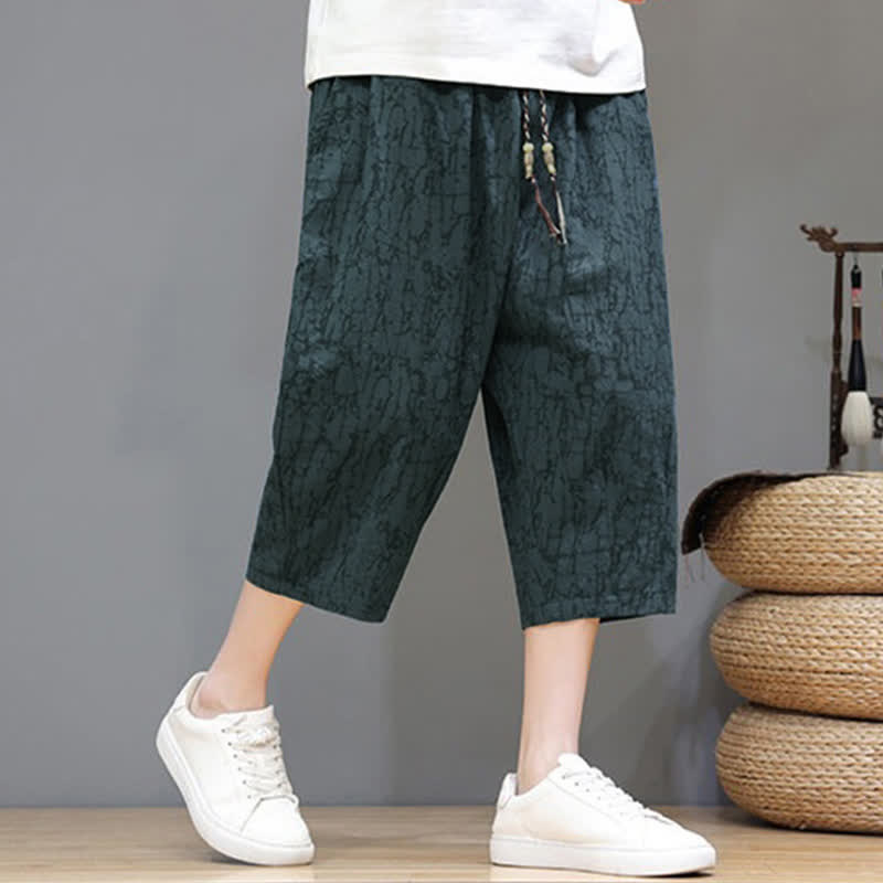 Buddha Stones Lässige, sommerliche Herren-Cropped-Hose im Vintage-Stil mit Kordelzug und Taschen - image 23