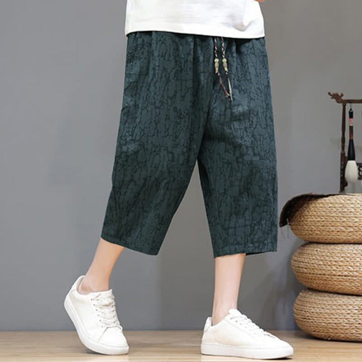 Buddha Stones Lässige, sommerliche Herren-Cropped-Hose im Vintage-Stil mit Kordelzug und Taschen - image 23