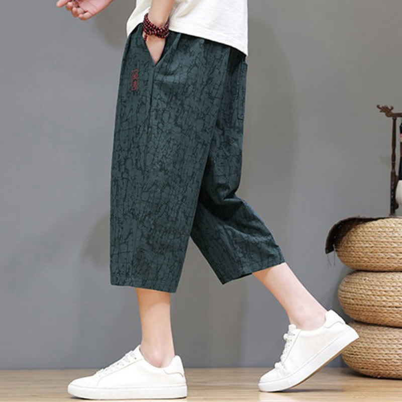 Buddha Stones Lässige, sommerliche Herren-Cropped-Hose im Vintage-Stil mit Kordelzug und Taschen - image 27
