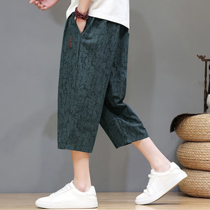 Buddha Stones Lässige, sommerliche Herren-Cropped-Hose im Vintage-Stil mit Kordelzug und Taschen - image 27