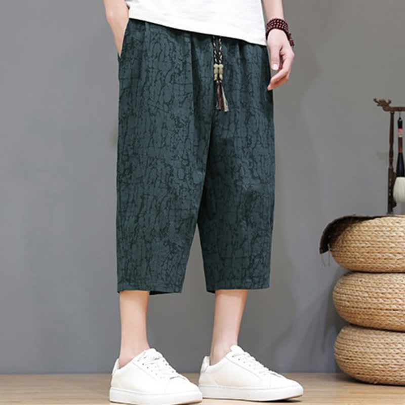 Buddha Stones Lässige, sommerliche Herren-Cropped-Hose im Vintage-Stil mit Kordelzug und Taschen - image 28
