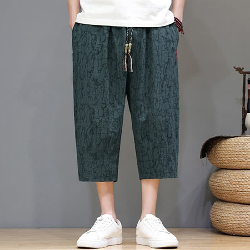 Buddha Stones Lässige, sommerliche Herren-Cropped-Hose im Vintage-Stil mit Kordelzug und Taschen - image 26