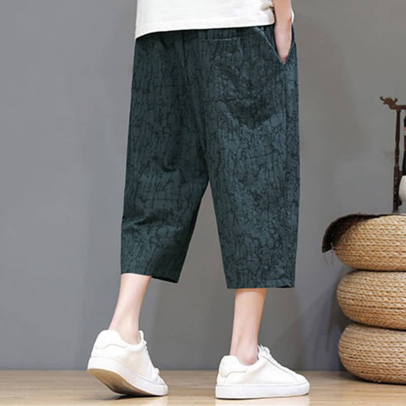 Buddha Stones Lässige, sommerliche Herren-Cropped-Hose im Vintage-Stil mit Kordelzug und Taschen - image 25