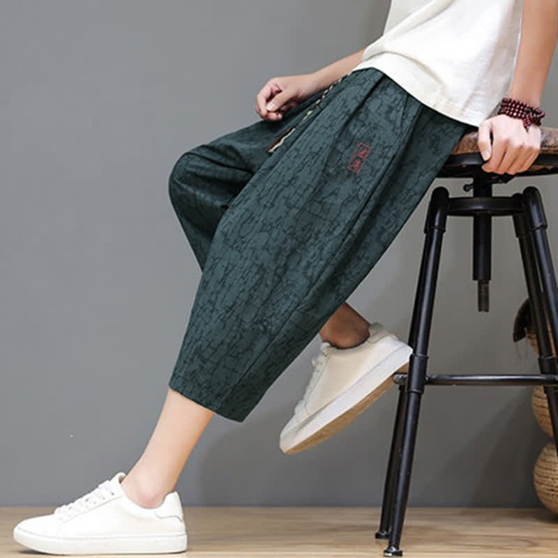 Buddha Stones Lässige, sommerliche Herren-Cropped-Hose im Vintage-Stil mit Kordelzug und Taschen - image 30