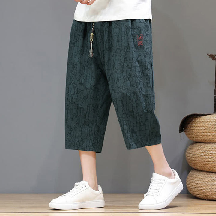 Buddha Stones Lässige, sommerliche Herren-Cropped-Hose im Vintage-Stil mit Kordelzug und Taschen - Türkis - US/UK/AU46, EU56 (5XL) - image 22