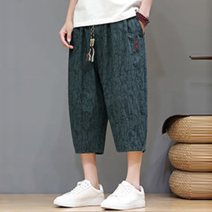 Buddha Stones Lässige, sommerliche Herren-Cropped-Hose im Vintage-Stil mit Kordelzug und Taschen - image 29