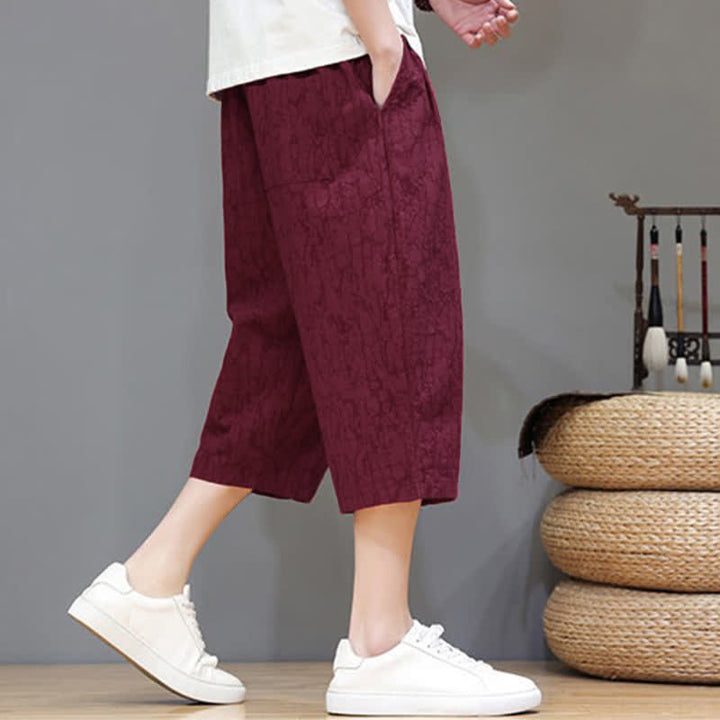 Buddha Stones Lässige, sommerliche Herren-Cropped-Hose im Vintage-Stil mit Kordelzug und Taschen - image 33
