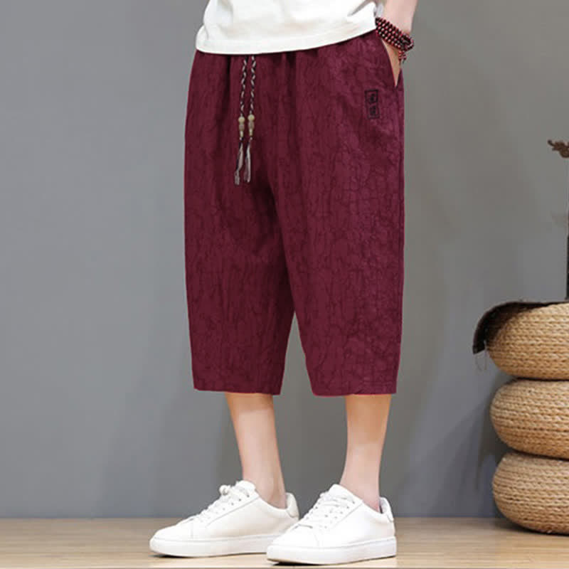 Buddha Stones Lässige, sommerliche Herren-Cropped-Hose im Vintage-Stil mit Kordelzug und Taschen - image 37