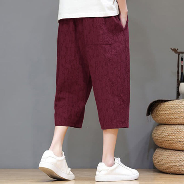Buddha Stones Lässige, sommerliche Herren-Cropped-Hose im Vintage-Stil mit Kordelzug und Taschen - image 34