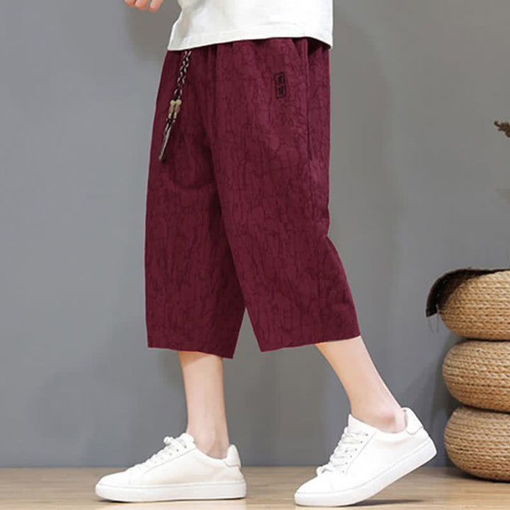 Buddha Stones Lässige, sommerliche Herren-Cropped-Hose im Vintage-Stil mit Kordelzug und Taschen - image 35