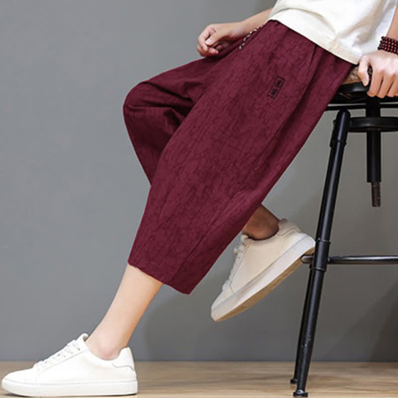 Buddha Stones Lässige, sommerliche Herren-Cropped-Hose im Vintage-Stil mit Kordelzug und Taschen - image 38