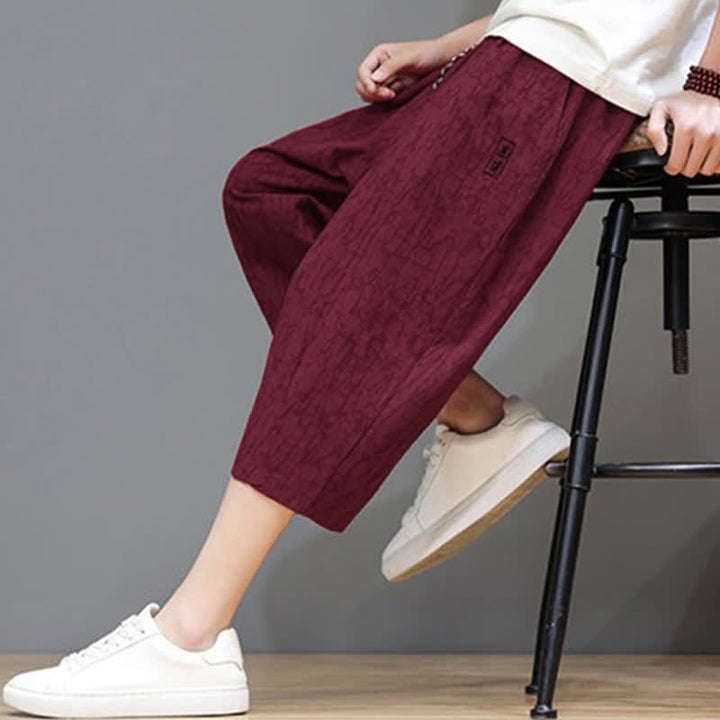 Buddha Stones Lässige, sommerliche Herren-Cropped-Hose im Vintage-Stil mit Kordelzug und Taschen - image 38