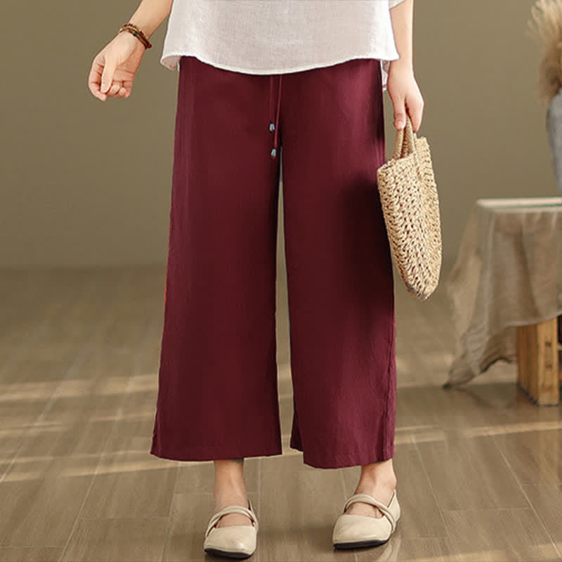 Buddha Stones Lässige, minimalistische Sommerhose aus einfarbigem Baumwollstoff mit Kordelzug, kurzem Bein und Tasche - image 19