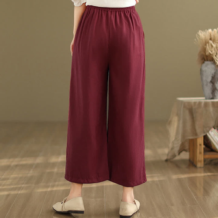 Buddha Stones Lässige, minimalistische Sommerhose aus einfarbigem Baumwollstoff mit Kordelzug, kurzem Bein und Tasche - image 18
