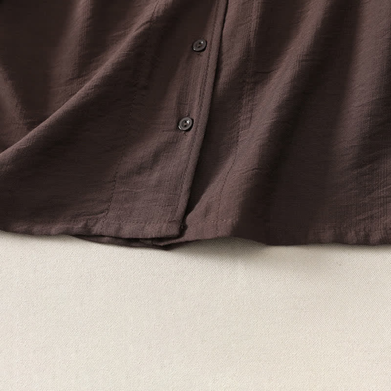 Buddha Stones Lässiges, minimalistisches, einfarbiges Langarmhemd für Damen mit Knopfleiste – Sommerlich - image 19