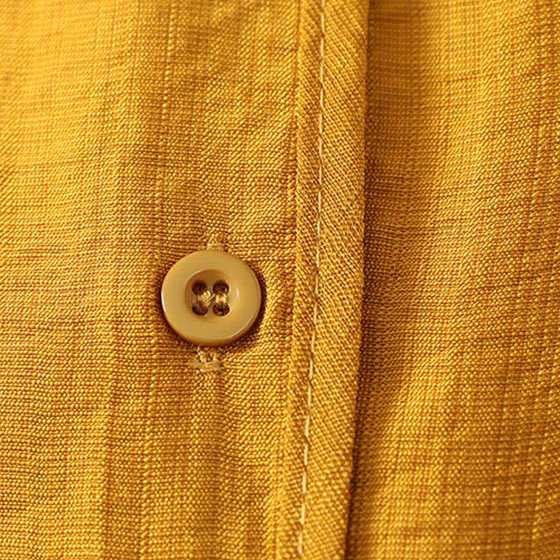 Buddha Stones Lässiges, minimalistisches, einfarbiges Langarmhemd für Damen mit Knopfleiste – Sommerlich - image 4