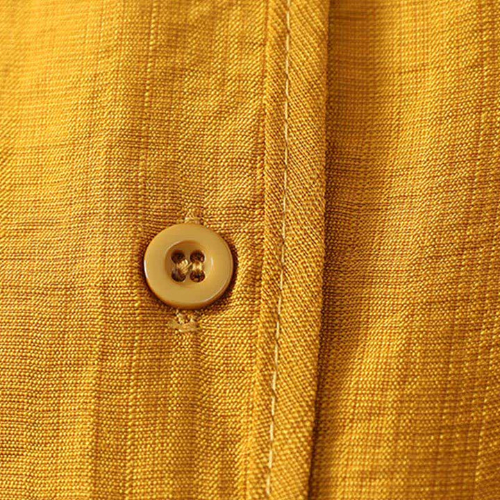 Buddha Stones Lässiges, minimalistisches, einfarbiges Langarmhemd für Damen mit Knopfleiste – Sommerlich - image 4