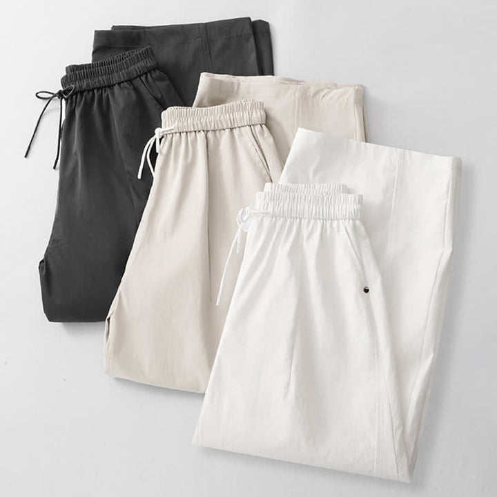 Buddha Stones Lässige, minimalistische Haremshose aus einfarbiger Baumwolle mit Kordelzug und Tasche für Damen – ideal für den Sommer. - image 24