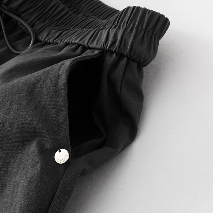 Buddha Stones Lässige, minimalistische Haremshose aus einfarbiger Baumwolle mit Kordelzug und Tasche für Damen – ideal für den Sommer. - image 3