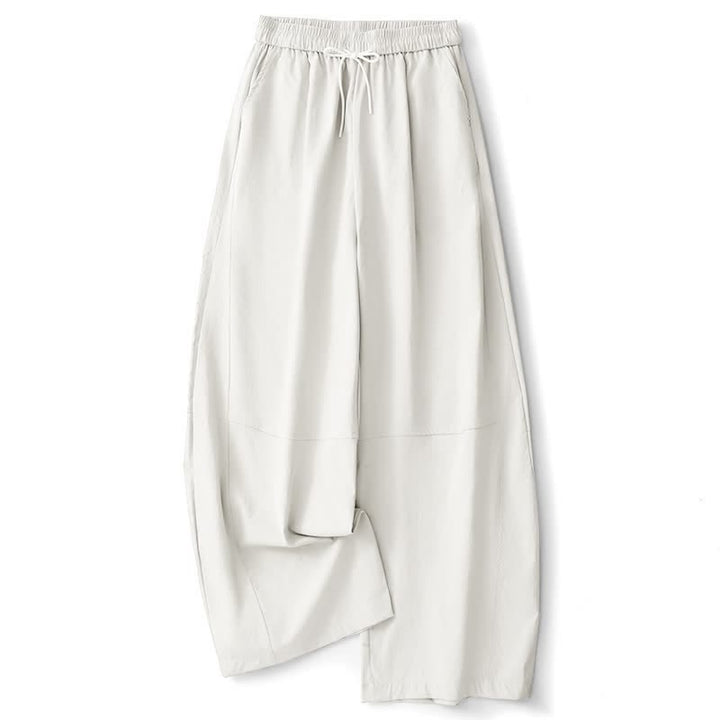 Buddha Stones Lässige, minimalistische Haremshose aus einfarbiger Baumwolle mit Kordelzug und Tasche für Damen – ideal für den Sommer. - Weiß - US8-10, UK/AU12-14, EU40-42 (2XL) - image 18
