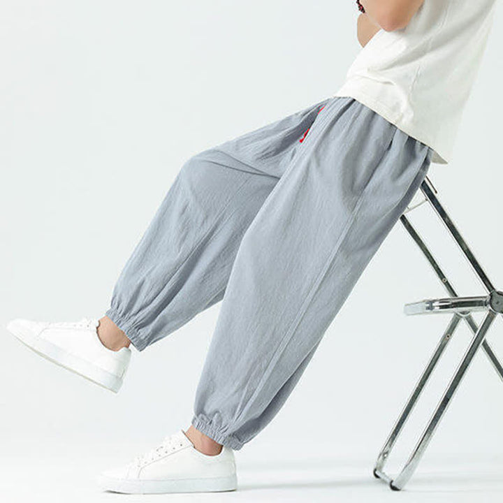 Buddha Stones Lässige, kurze Herren-Haremshose im Boho-Stil mit Kordelzug und Tasche - image 1