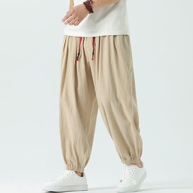 Buddha Stones Lässige, kurze Herren-Haremshose im Boho-Stil mit Kordelzug und Tasche - Bräunen - US/UK/AU46, EU56 (5XL) - image 19