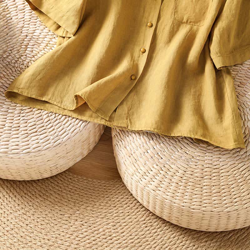 Buddha Stones Lässiges, minimalistisches Sommer-Hemd mit Knopfleiste, kurzen Ärmeln und aufgesetzter Tasche für Damen. - image 11