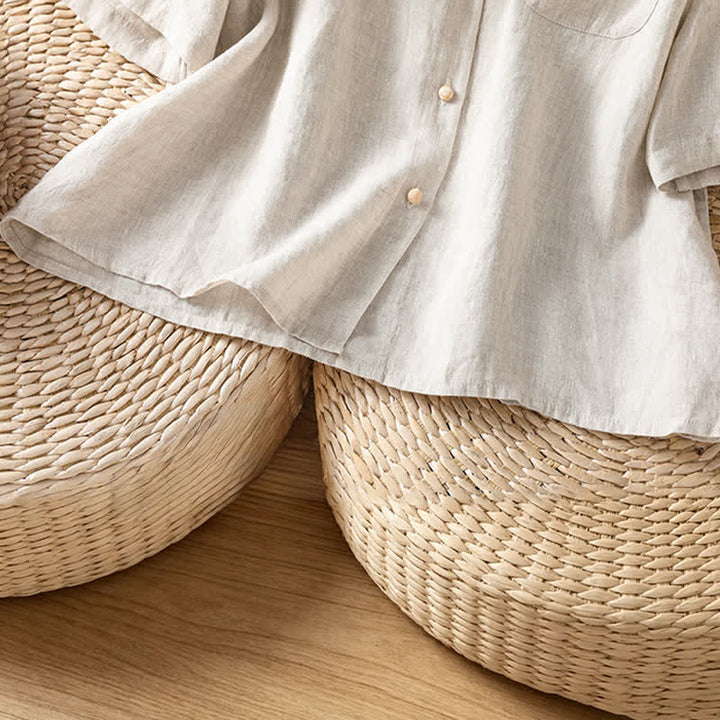 Buddha Stones Lässiges, minimalistisches Sommer-Hemd mit Knopfleiste, kurzen Ärmeln und aufgesetzter Tasche für Damen. - image 21