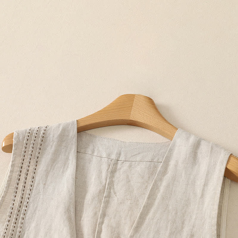 Buddha Stones Sommerliches, lässiges, minimalistisches, einfarbiges Damen-Tanktop mit Knopfleiste - image 1
