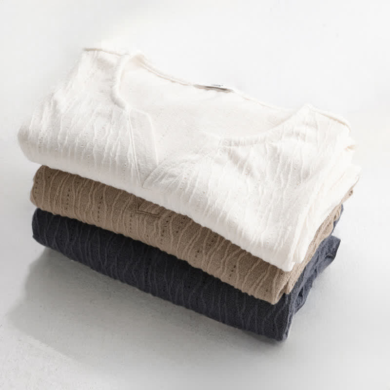 Buddha Stones Lässiges, minimalistisches Kurzarm-T-Shirt für Herren mit V-Ausschnitt aus Sommer. - image 18