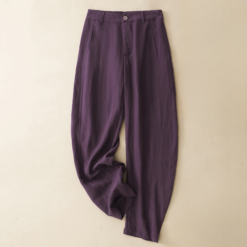 Buddha Stones Lässige, knöchelhohe Damen-Haremshose mit Knopfleiste, Reißverschluss und Tasche - RebeccaPurple - US8-10, UK/AU12-14, EU40-42 (2XL) - image 0