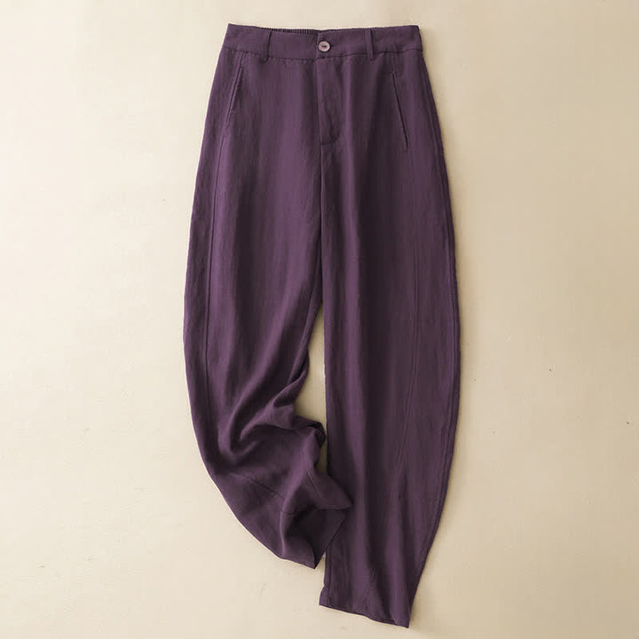 Buddha Stones Lässige, knöchelhohe Damen-Haremshose mit Knopfleiste, Reißverschluss und Tasche - RebeccaPurple - US8-10, UK/AU12-14, EU40-42 (2XL) - image 0