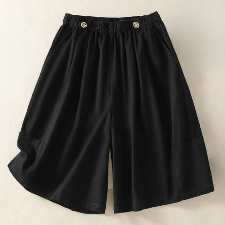 Buddha Stones Lässige, minimalistische Damen-Shorts mit Tasche für den Sommer - Schwarz - US8-10, UK/AU12-14, EU40-42 (2XL) - image 4
