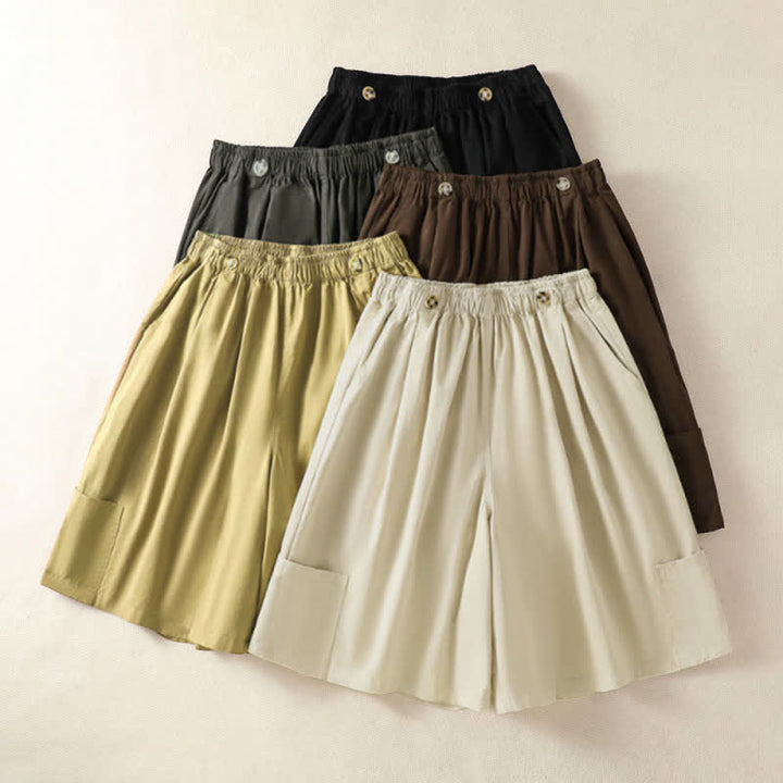 Buddha Stones Lässige, minimalistische Damen-Shorts mit Tasche für den Sommer - image 18