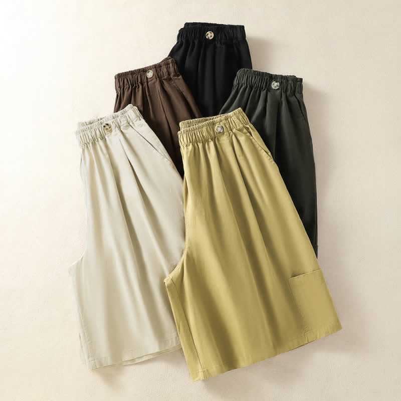 Buddha Stones Lässige, minimalistische Damen-Shorts mit Tasche für den Sommer - image 19