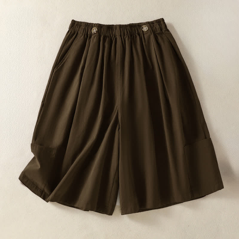 Buddha Stones Lässige, minimalistische Damen-Shorts mit Tasche für den Sommer - Sattelbraun - US8-10, UK/AU12-14, EU40-42 (2XL) - image 9