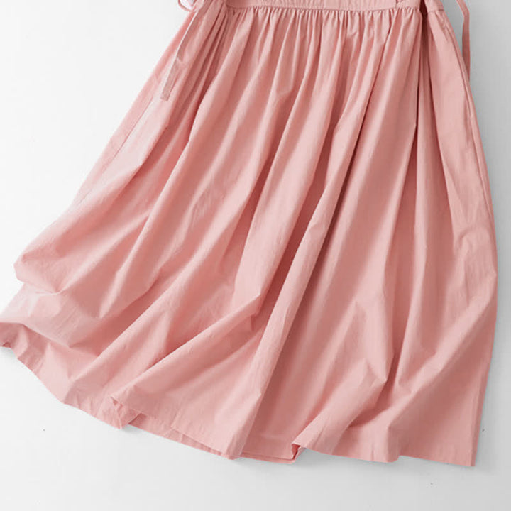 Buddha Stones Sommerliches, lässiges Vintage-Kleid für Damen mit kurzen Ärmeln, Knopfleiste, Schnürung, Tasche und Knopfleiste - image 22